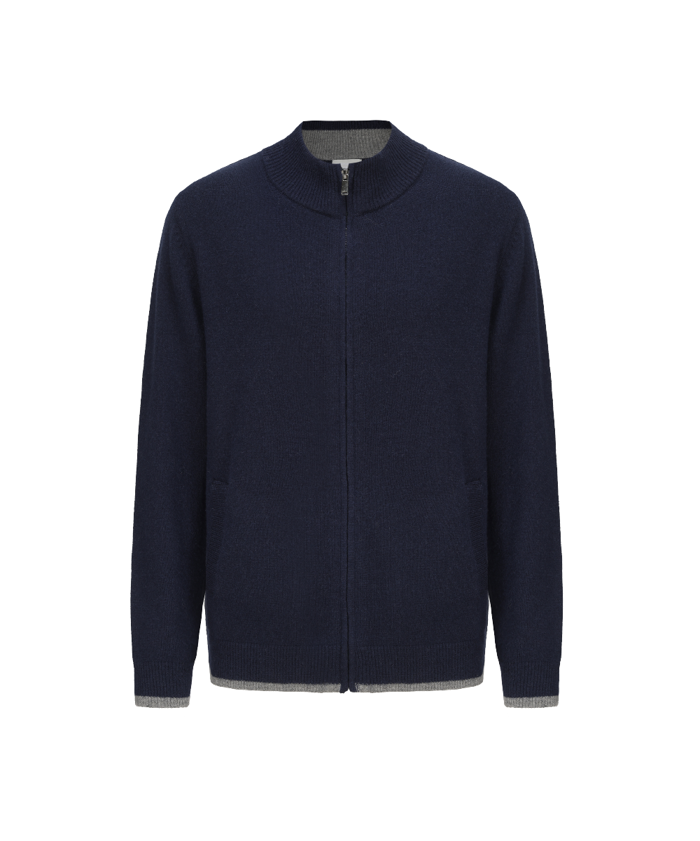 Men's Mock Neck Wool Blend Knitted Cardigan - KS 23115